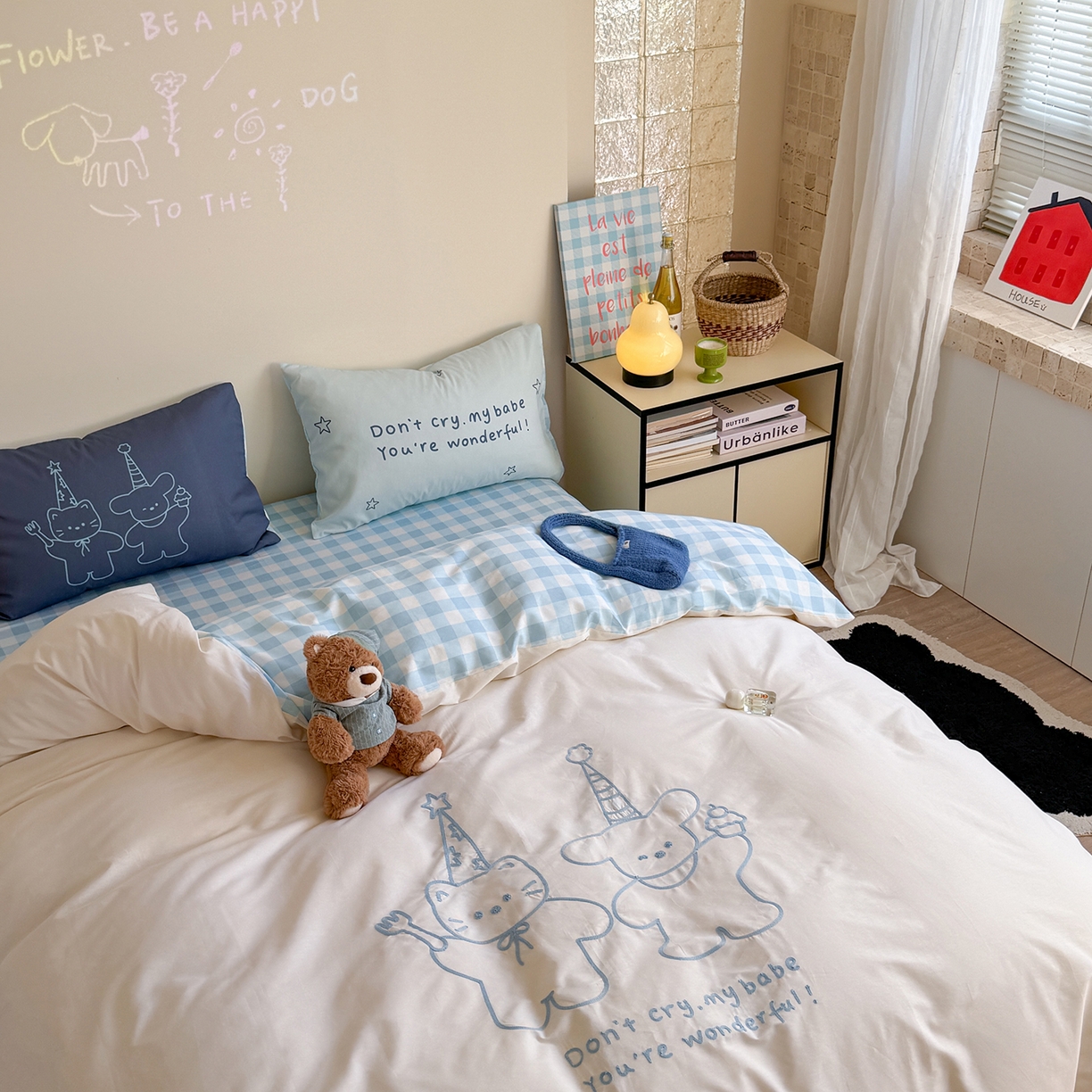 91家纺网 家纺一手货源 找家纺 美乐迪家纺 2025新款全棉毛巾绣绣花四件套 星星小熊