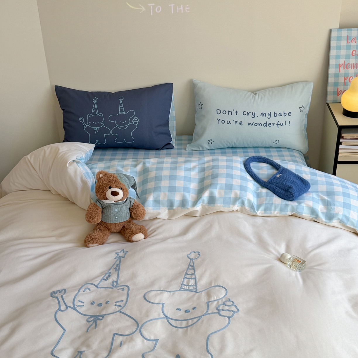 91家纺网 家纺一手货源 找家纺 美乐迪家纺 2025新款全棉毛巾绣绣花四件套 星星小熊