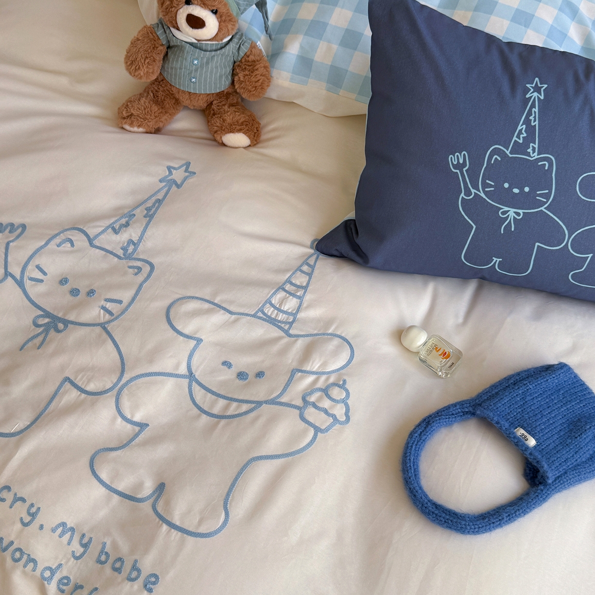 91家纺网 家纺一手货源 找家纺 美乐迪家纺 2025新款全棉毛巾绣绣花四件套 星星小熊