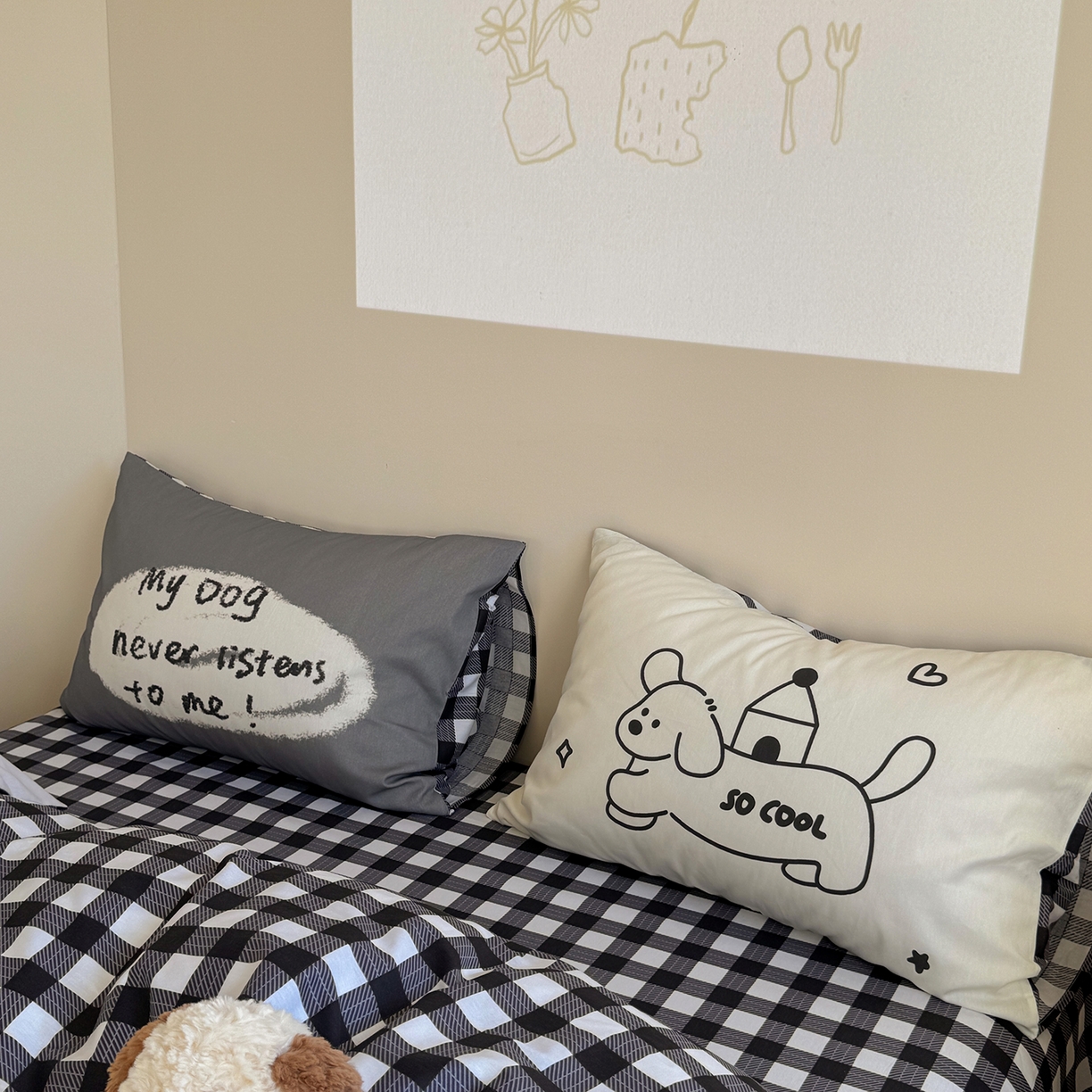 91家纺网 家纺一手货源 找家纺 美乐迪家纺 2025新款全棉毛巾绣绣花四件套 休闲狗狗