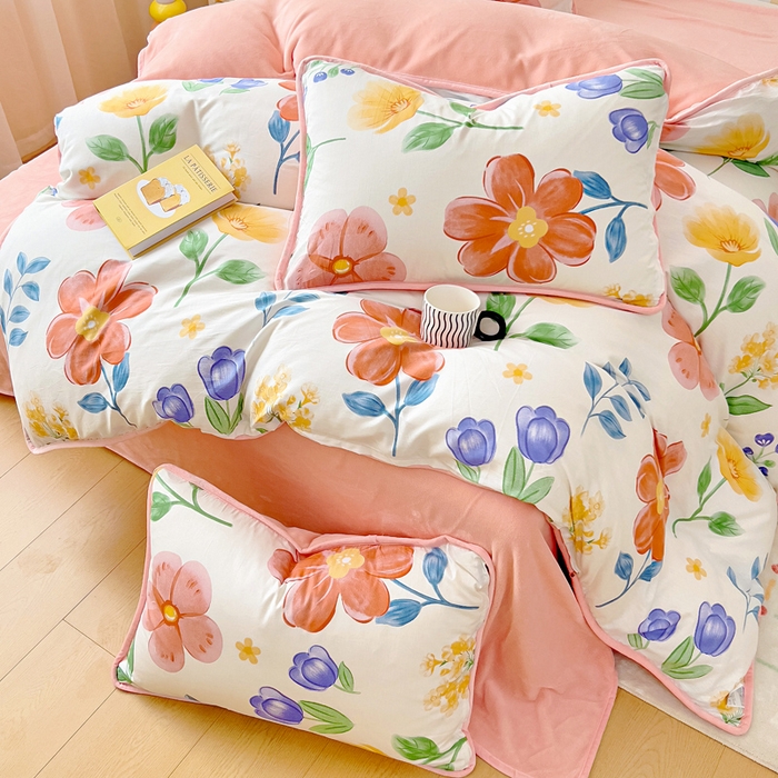 91家纺网 家纺一手货源 找家纺 琪琪阁家纺 2025新款A类全棉纯棉加牛奶绒包边款单被套四件套云梦花都