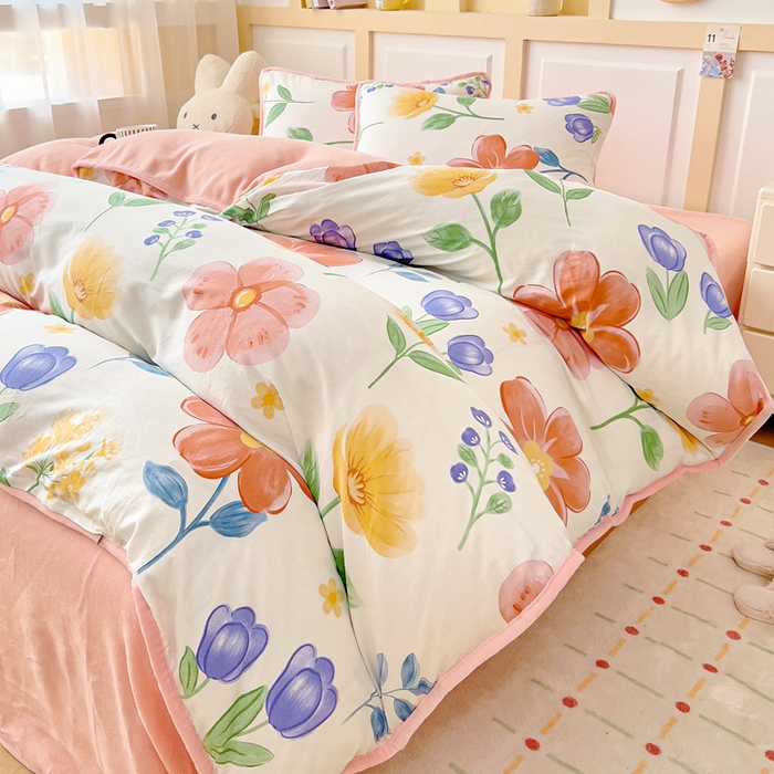 91家纺网 家纺一手货源 找家纺 琪琪阁家纺 2025新款A类全棉纯棉加牛奶绒包边款单被套四件套云梦花都