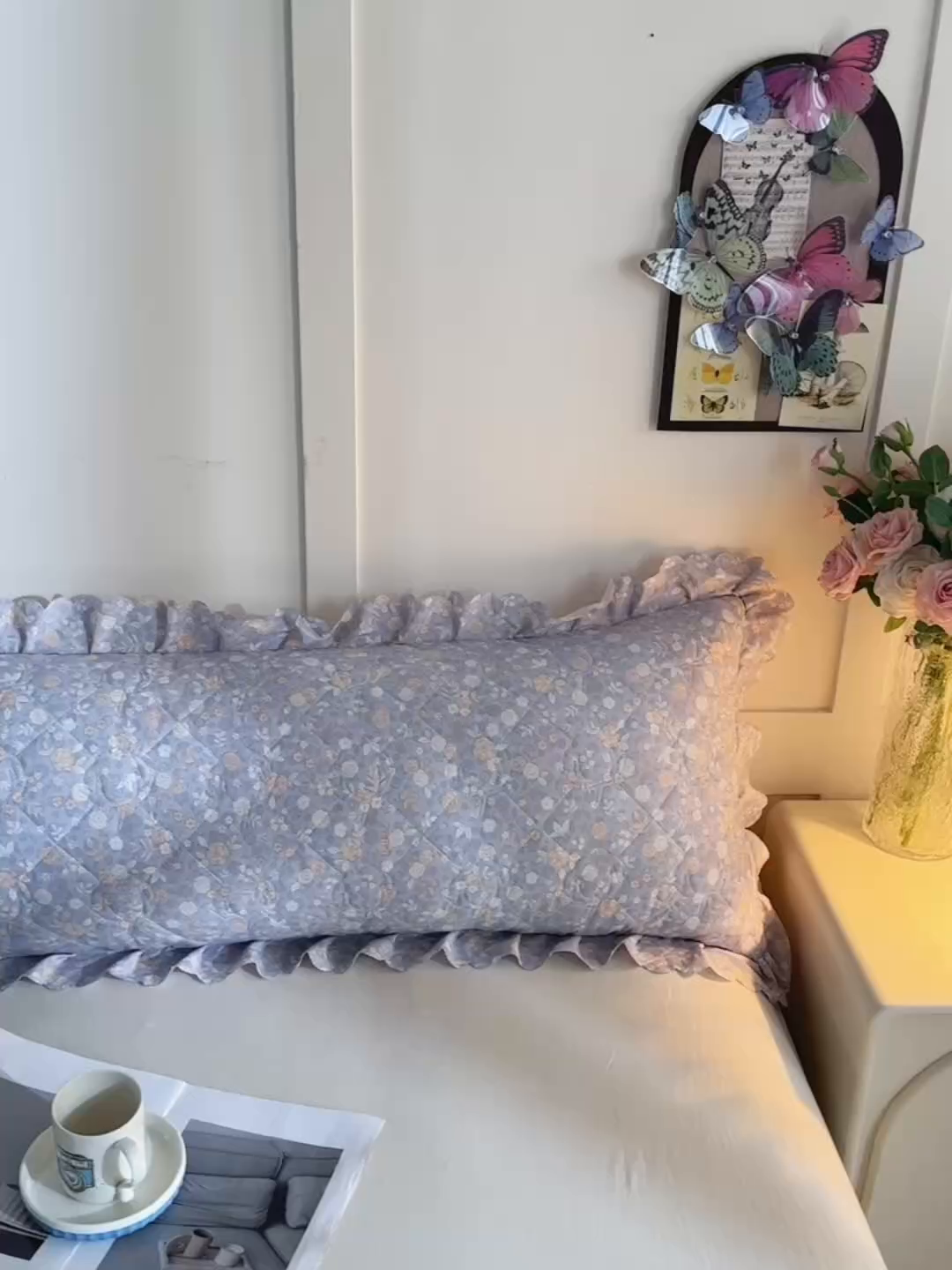 91家纺网 家纺一手货源 找家纺 艾兜坊 2025新款小碎花水洗棉双人枕套 紫薇