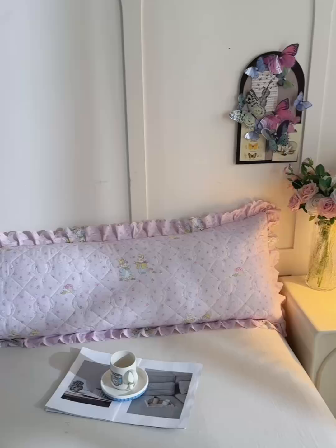 91家纺网 家纺一手货源 找家纺 艾兜坊 2025新款小碎花水洗棉双人枕套 小花兔