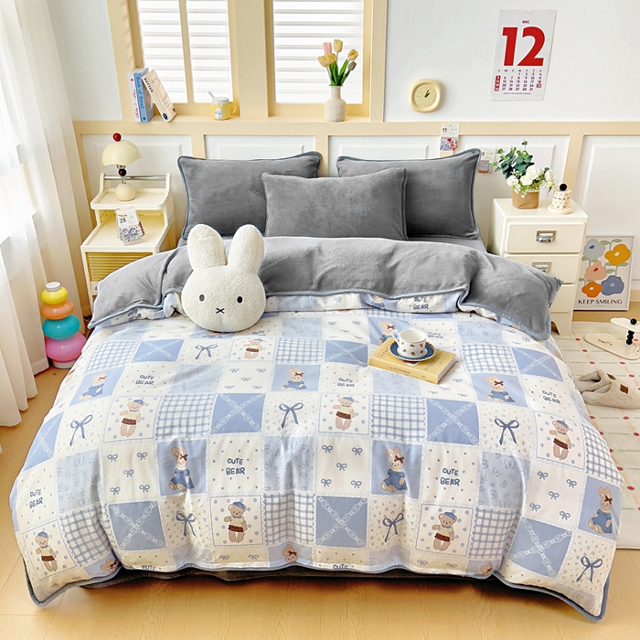 91家纺网 家纺一手货源 找家纺 （总）琪琪阁家纺 2025秋冬新款全棉加牛奶绒单被套棉加绒被套