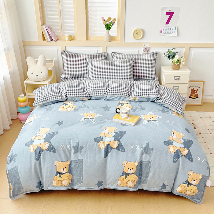 91家纺网 家纺一手货源 找家纺 （总）琪琪阁家纺 2025秋冬新款全棉加牛奶绒单被套棉加绒被套