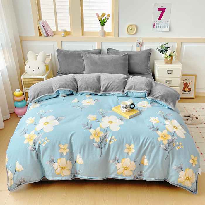 91家纺网 家纺一手货源 找家纺 （总）琪琪阁家纺 2025秋冬新款全棉加牛奶绒单被套棉加绒被套