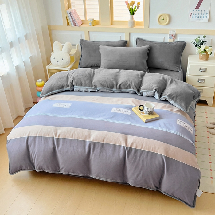 91家纺网 家纺一手货源 找家纺 琪琪阁家纺 2025秋冬新款全棉加牛奶绒单被套棉加绒被套安东尼