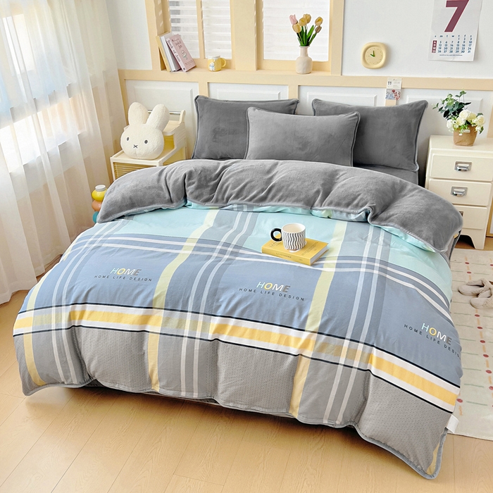 91家纺网 家纺一手货源 找家纺 琪琪阁家纺 2025秋冬新款全棉加牛奶绒单被套棉加绒被套菲尔顿