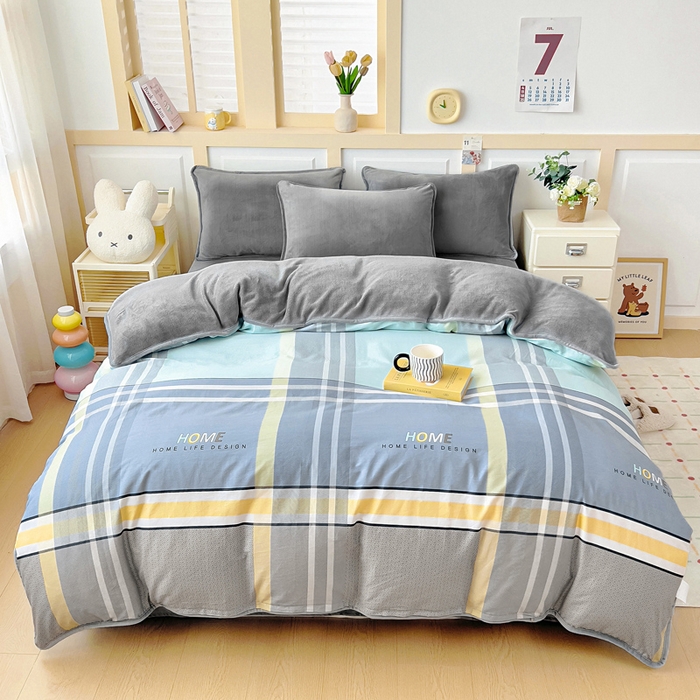 琪琪阁家纺 2025秋冬新款全棉加牛奶绒单被套棉加绒被套菲尔顿