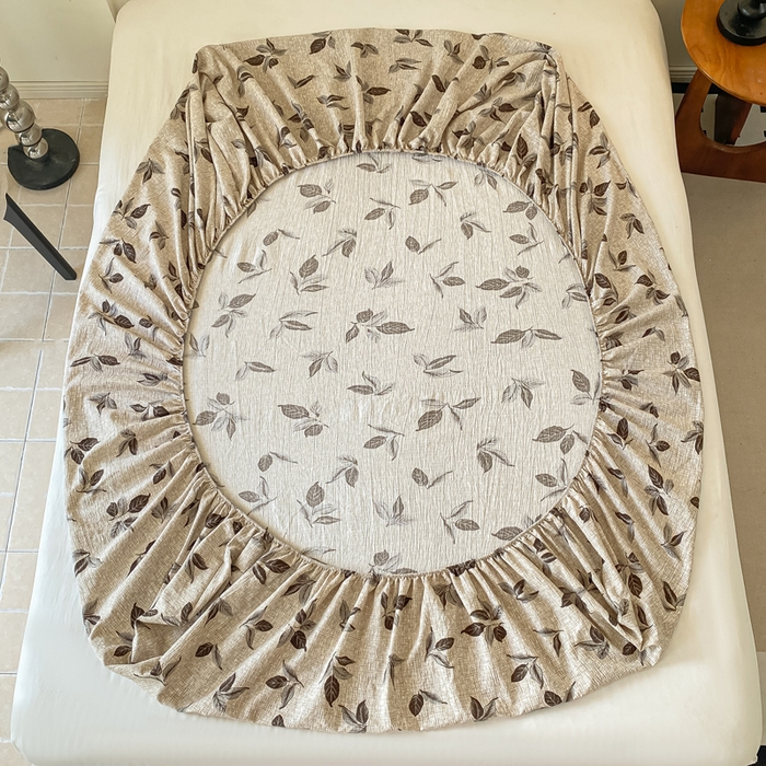 91家纺网 家纺一手货源 找家纺 一比一家纺 2026新款加厚原麻皱皱纱床笠单品床笠单件单床笠 春晓