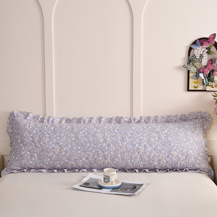 91家纺网 家纺一手货源 找家纺 艾兜坊 2025新款小碎花水洗棉双人枕套 紫薇