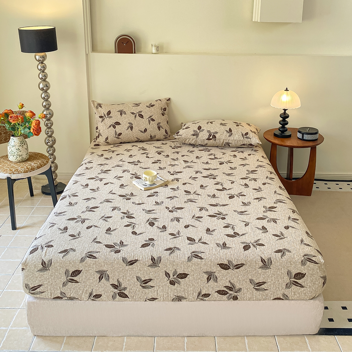 91家纺网 家纺一手货源 找家纺 一比一家纺 2026新款加厚原麻皱皱纱床笠单品床笠单件单床笠 春晓