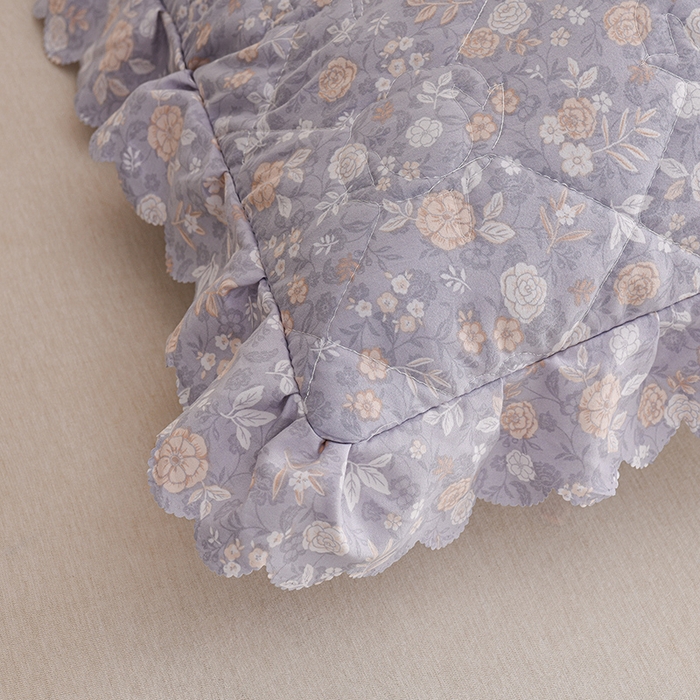 91家纺网 家纺一手货源 找家纺 艾兜坊 2025新款小碎花水洗棉双人枕套 紫薇