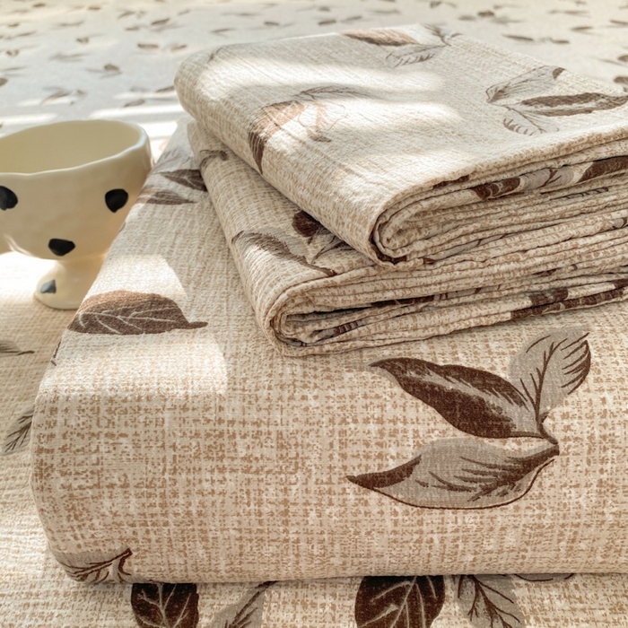 91家纺网 家纺一手货源 找家纺 一比一家纺 2026新款加厚原麻皱皱纱床笠单品床笠单件单床笠 春晓