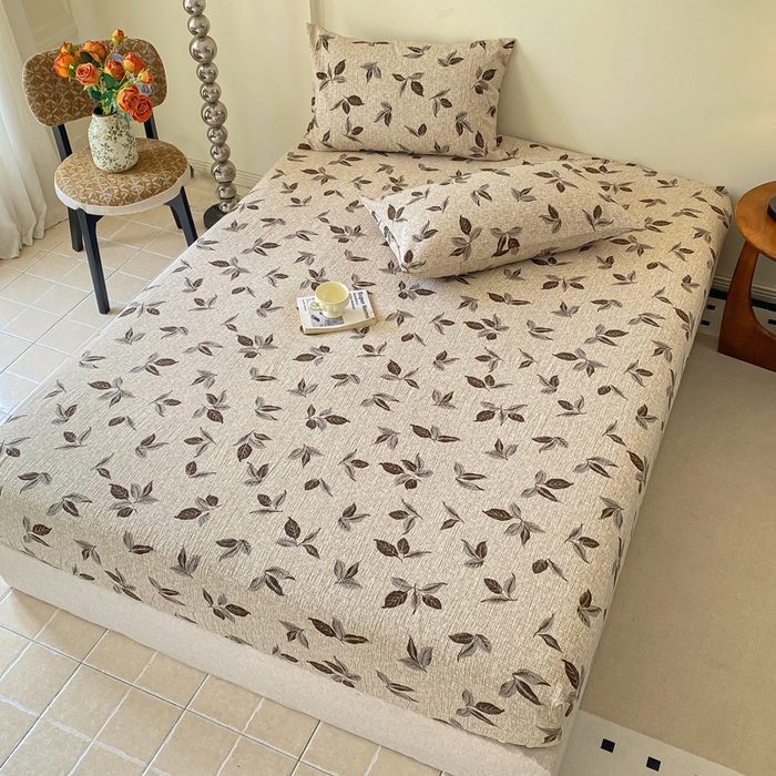 91家纺网 家纺一手货源 找家纺 一比一家纺 2026新款加厚原麻皱皱纱床笠单品床笠单件单床笠 春晓