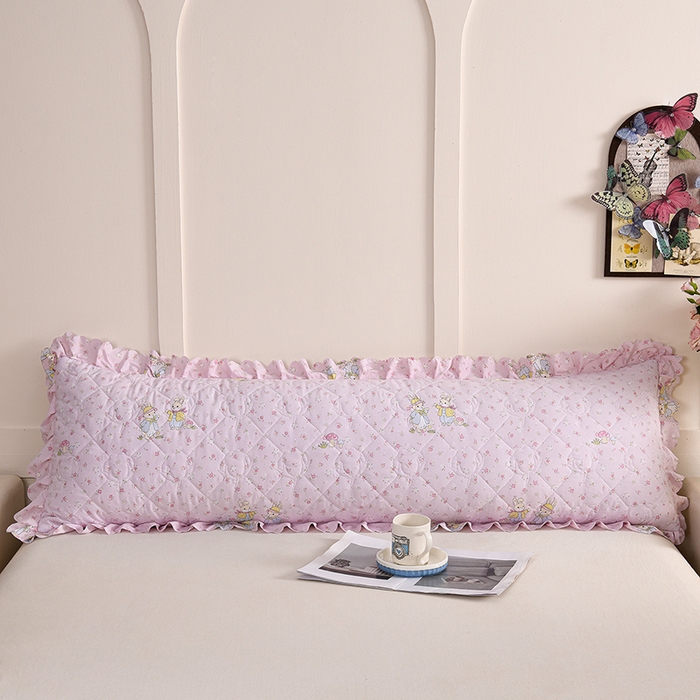 91家纺网 家纺一手货源 找家纺 艾兜坊 2025新款小碎花水洗棉双人枕套 小花兔