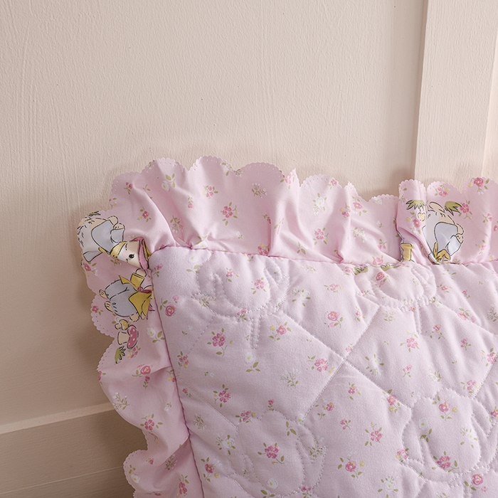 91家纺网 家纺一手货源 找家纺 艾兜坊 2025新款小碎花水洗棉双人枕套 小花兔