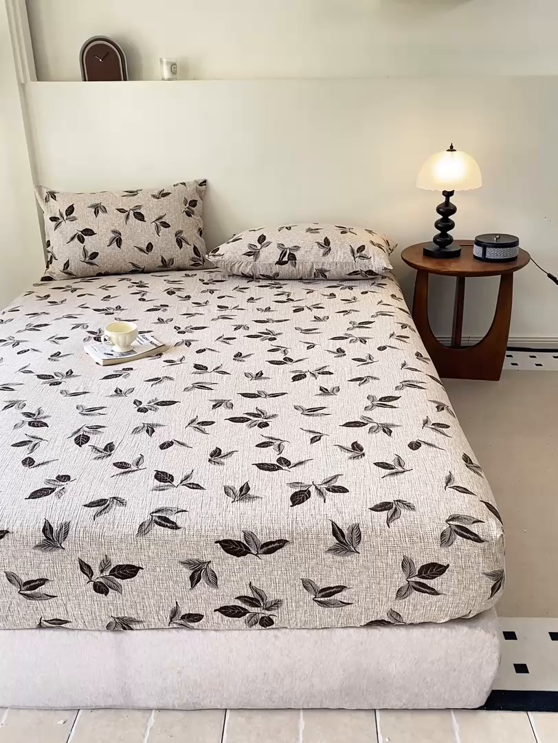 91家纺网 家纺一手货源 找家纺 一比一家纺 2026新款加厚原麻皱皱纱床笠单品床笠单件单床笠 春晓