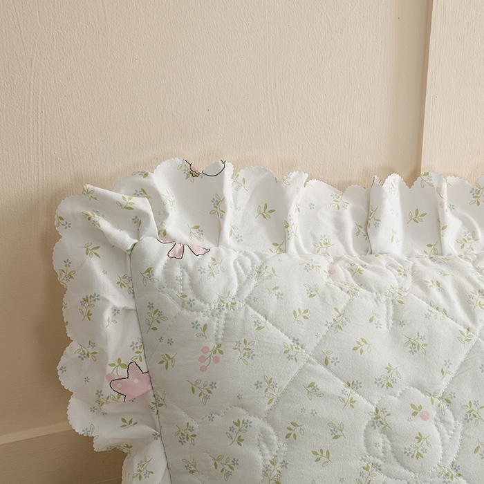 91家纺网 家纺一手货源 找家纺 艾兜坊 2025新款小碎花水洗棉双人枕套 树叶熊