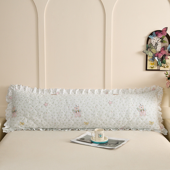 91家纺网 家纺一手货源 找家纺 艾兜坊 2025新款小碎花水洗棉双人枕套 树叶熊