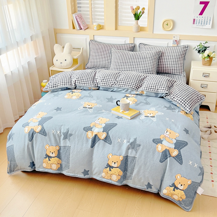 琪琪阁家纺 2025秋冬新款全棉加牛奶绒单被套棉加绒被套星空宝贝