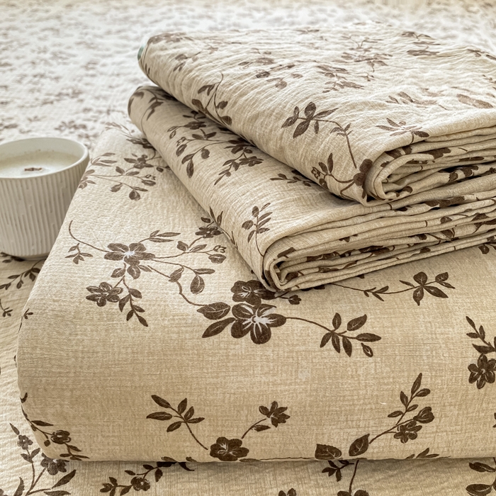 91家纺网 家纺一手货源 找家纺 一比一家纺 2026新款加厚原麻皱皱纱床笠单品床笠单件单床笠 春之语