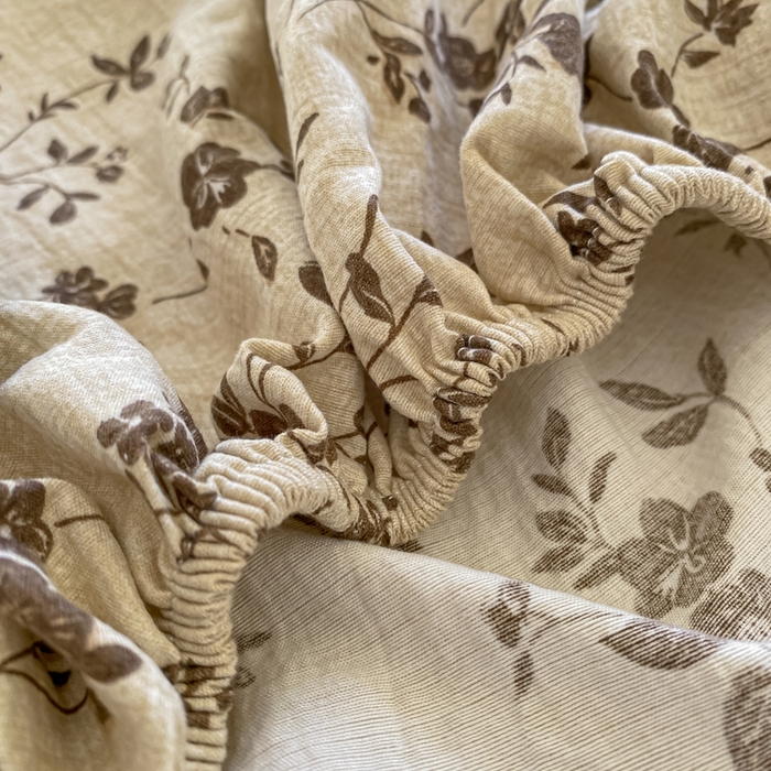 91家纺网 家纺一手货源 找家纺 一比一家纺 2026新款加厚原麻皱皱纱床笠单品床笠单件单床笠 春之语