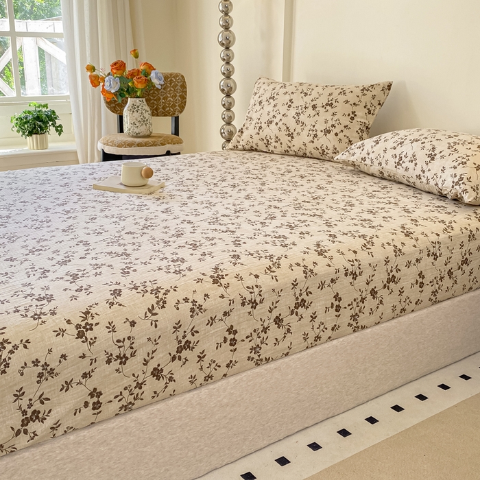 91家纺网 家纺一手货源 找家纺 一比一家纺 2026新款加厚原麻皱皱纱床笠单品床笠单件单床笠 春之语