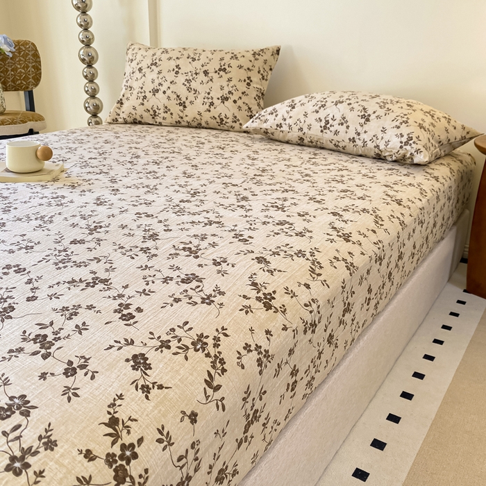 91家纺网 家纺一手货源 找家纺 一比一家纺 2026新款加厚原麻皱皱纱床笠单品床笠单件单床笠 春之语