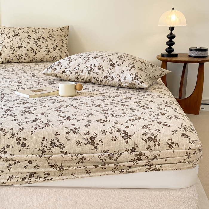 91家纺网 家纺一手货源 找家纺 一比一家纺 2026新款加厚原麻皱皱纱床笠单品床笠单件单床笠 春之语