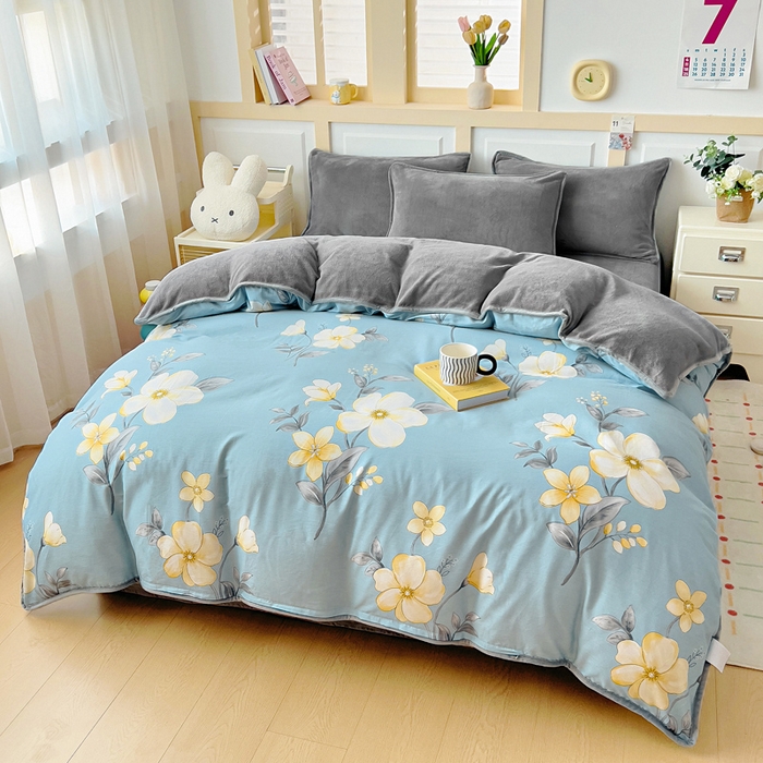 91家纺网 家纺一手货源 找家纺 琪琪阁家纺 2025秋冬新款全棉加牛奶绒单被套棉加绒被套雅韵花香