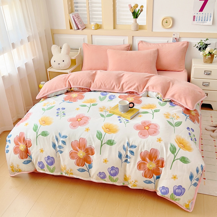 91家纺网 家纺一手货源 找家纺 琪琪阁家纺 2025秋冬新款全棉加牛奶绒单被套棉加绒被套云梦花都