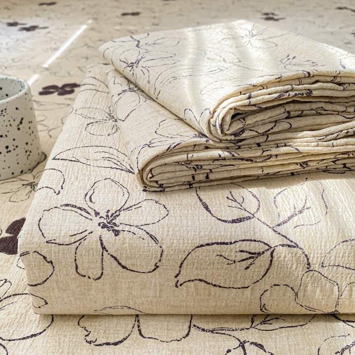 91家纺网 家纺一手货源 找家纺 一比一家纺 2026新款加厚原麻皱皱纱床笠单品床笠单件单床笠 朵拉