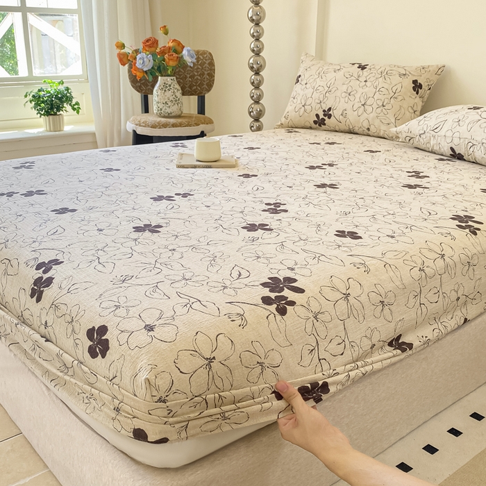 91家纺网 家纺一手货源 找家纺 一比一家纺 2026新款加厚原麻皱皱纱床笠单品床笠单件单床笠 朵拉