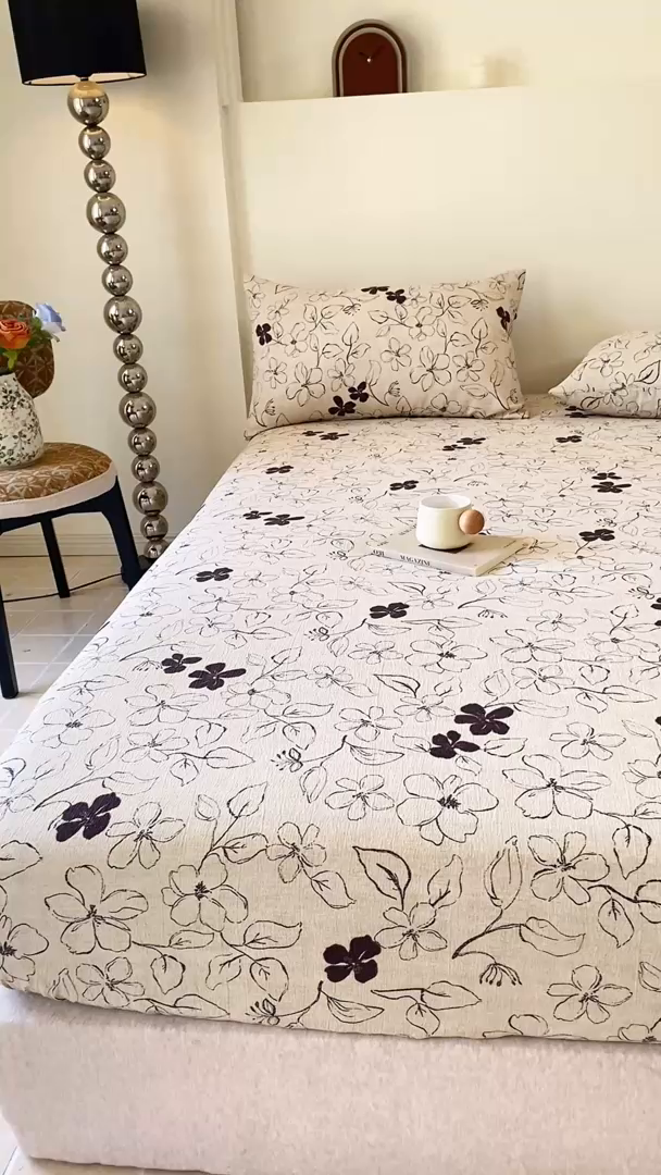 91家纺网 家纺一手货源 找家纺 一比一家纺 2026新款加厚原麻皱皱纱床笠单品床笠单件单床笠 朵拉