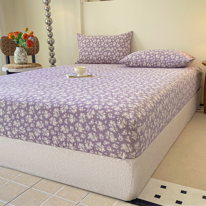 91家纺网 家纺一手货源 找家纺 一比一家纺 2026新款加厚原麻皱皱纱床笠单品床笠单件单床笠 繁花