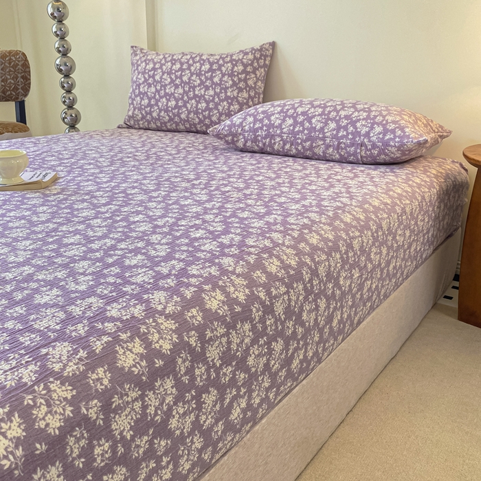 91家纺网 家纺一手货源 找家纺 一比一家纺 2026新款加厚原麻皱皱纱床笠单品床笠单件单床笠 繁花