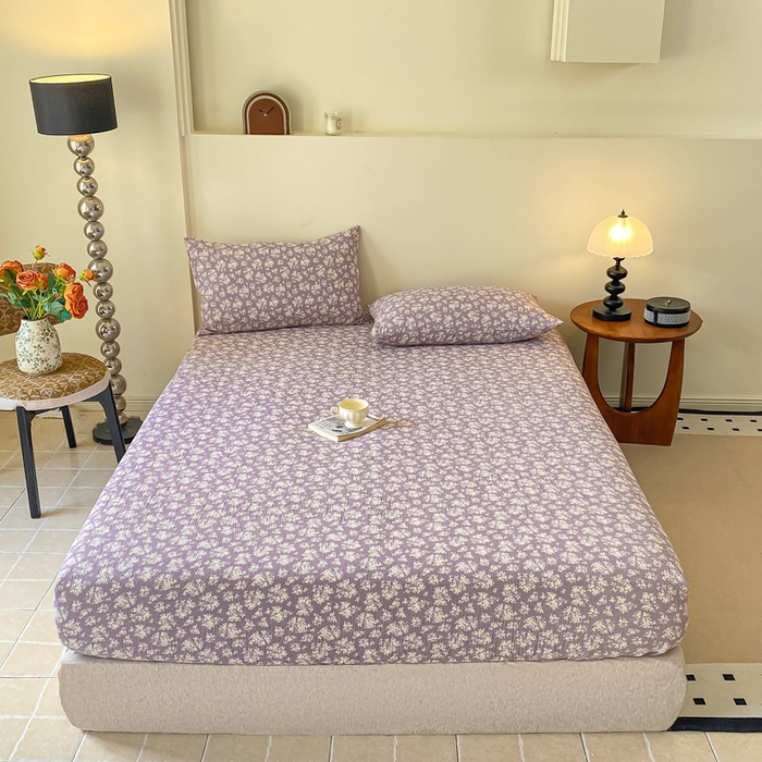 91家纺网 家纺一手货源 找家纺 一比一家纺 2026新款加厚原麻皱皱纱床笠单品床笠单件单床笠 繁花