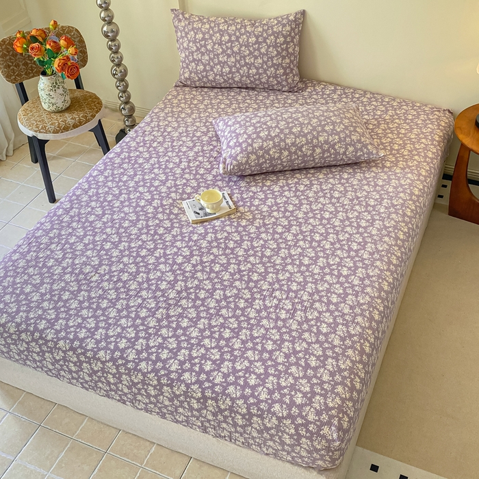 91家纺网 家纺一手货源 找家纺 一比一家纺 2026新款加厚原麻皱皱纱床笠单品床笠单件单床笠 繁花