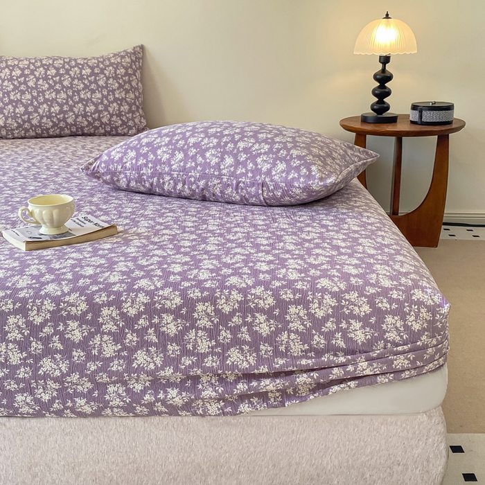 91家纺网 家纺一手货源 找家纺 一比一家纺 2026新款加厚原麻皱皱纱床笠单品床笠单件单床笠 繁花