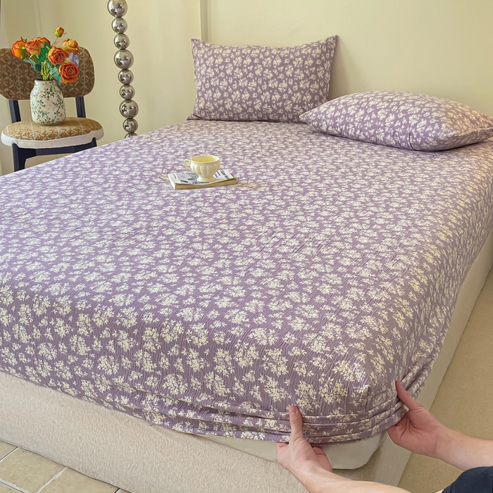 91家纺网 家纺一手货源 找家纺 一比一家纺 2026新款加厚原麻皱皱纱床笠单品床笠单件单床笠 繁花