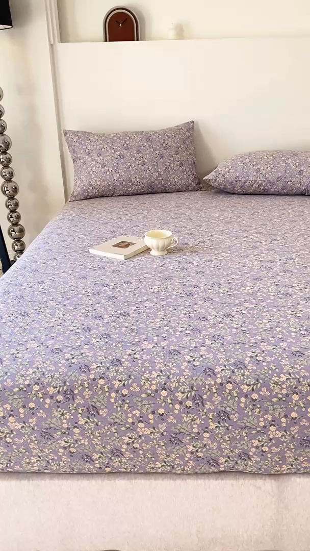 91家纺网 家纺一手货源 找家纺 一比一家纺 2026新款加厚原麻皱皱纱床笠单品床笠单件单床笠 繁花