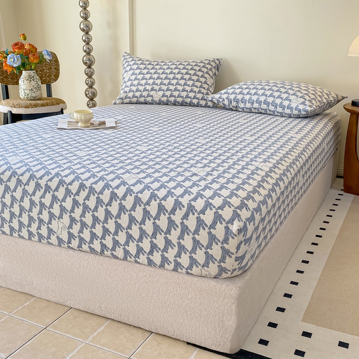 91家纺网 家纺一手货源 找家纺 一比一家纺 2026新款加厚原麻皱皱纱床笠单品床笠单件单床笠 灵动