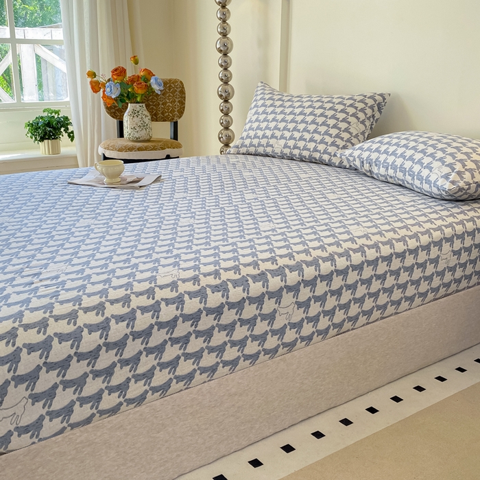 91家纺网 家纺一手货源 找家纺 一比一家纺 2026新款加厚原麻皱皱纱床笠单品床笠单件单床笠 灵动