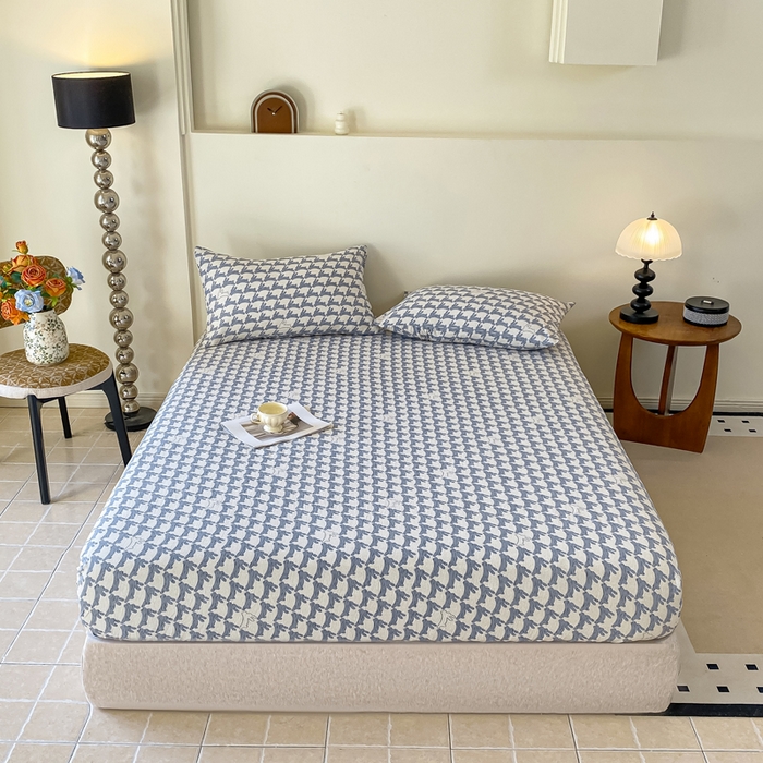 91家纺网 家纺一手货源 找家纺 一比一家纺 2026新款加厚原麻皱皱纱床笠单品床笠单件单床笠 灵动