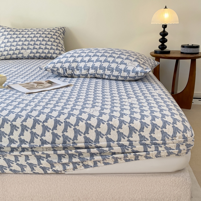 91家纺网 家纺一手货源 找家纺 一比一家纺 2026新款加厚原麻皱皱纱床笠单品床笠单件单床笠 灵动