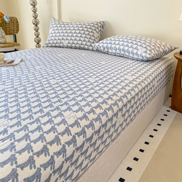 91家纺网 家纺一手货源 找家纺 一比一家纺 2026新款加厚原麻皱皱纱床笠单品床笠单件单床笠 灵动