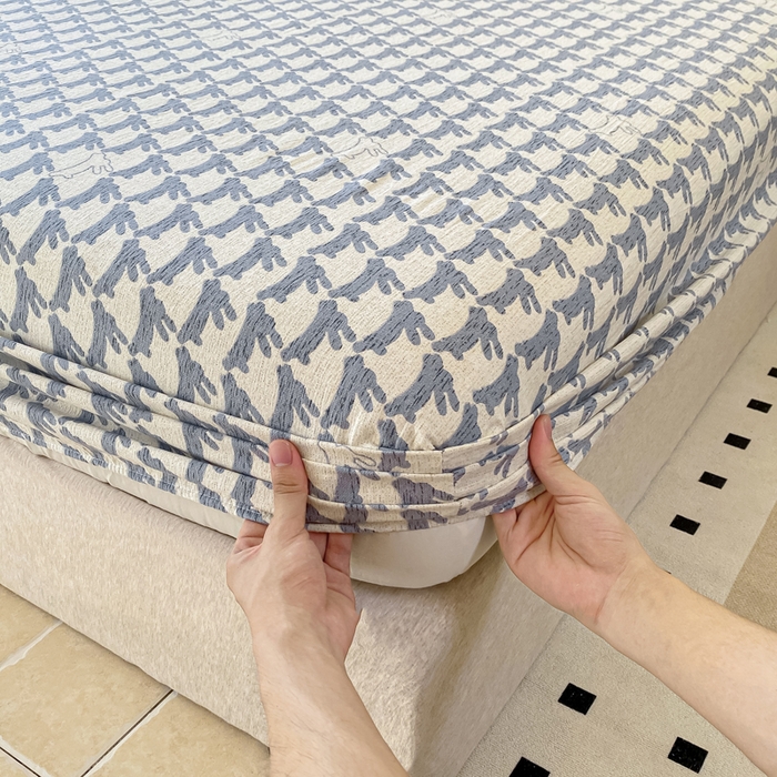 91家纺网 家纺一手货源 找家纺 一比一家纺 2026新款加厚原麻皱皱纱床笠单品床笠单件单床笠 灵动