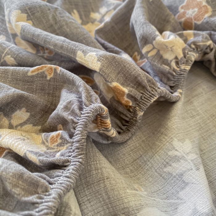 91家纺网 家纺一手货源 找家纺 一比一家纺 2026新款加厚原麻皱皱纱床笠单品床笠单件单床笠 罗曼